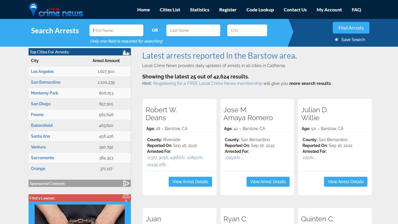 Barstow California Arrest Records | Local Crime News